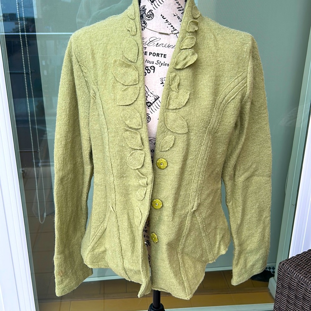 Cynthia Rowley x Anthropologie Long Sleeve Wool Sage Green Jacket
